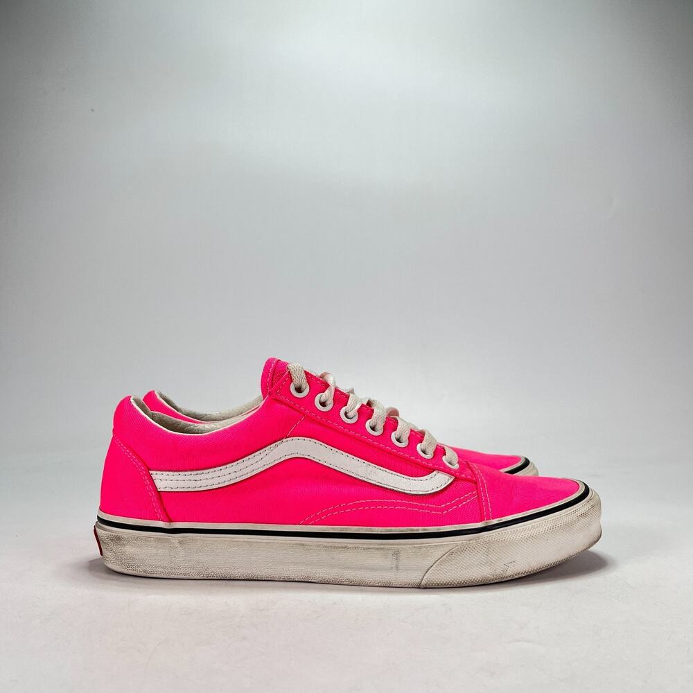 Vans Old Skool Neon Knockout Pink True White Skate Shoes 508731 Men's Size 8.5